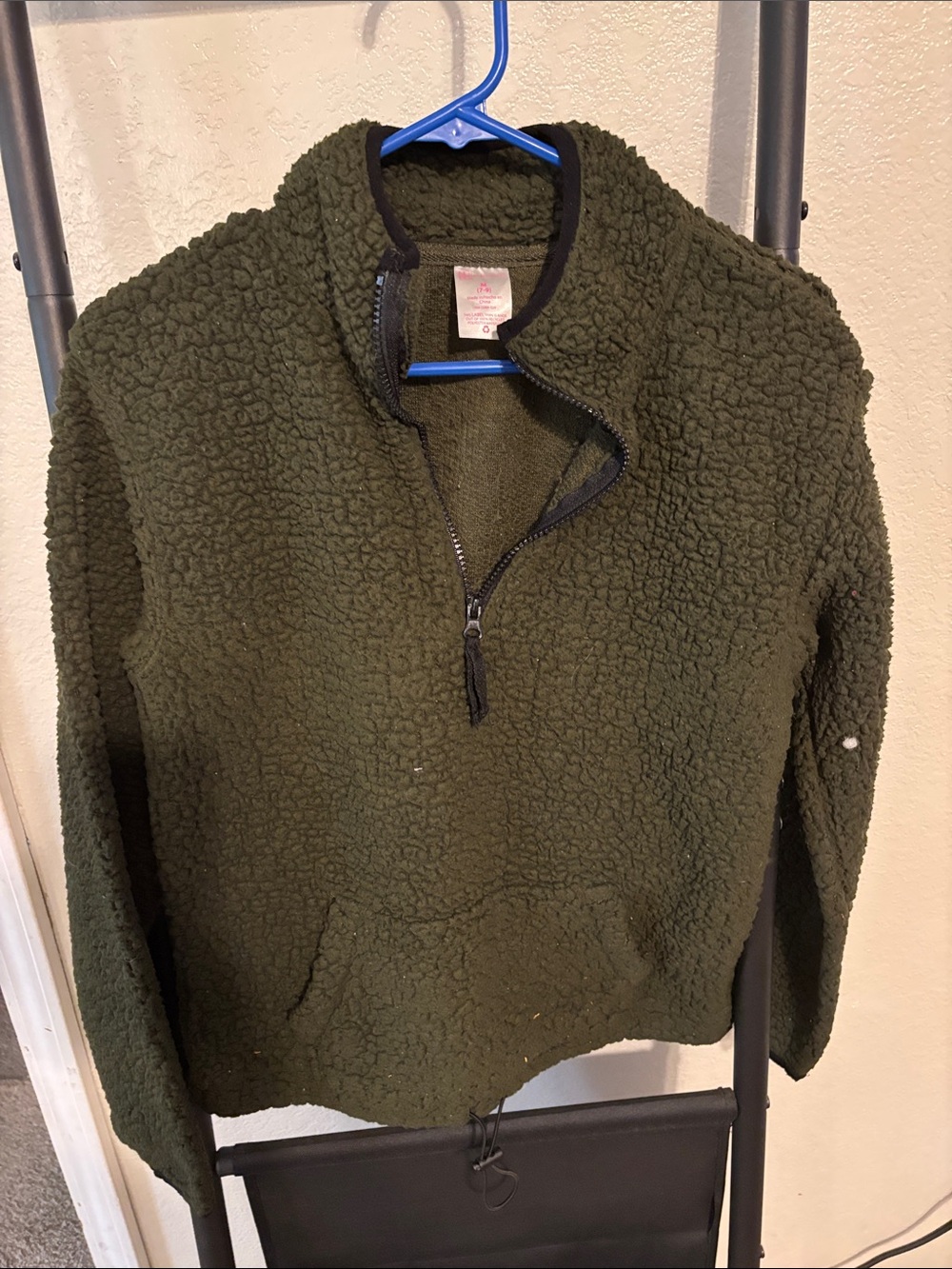 No Boundaries Olive Green Sherpa Pullover Hoodie